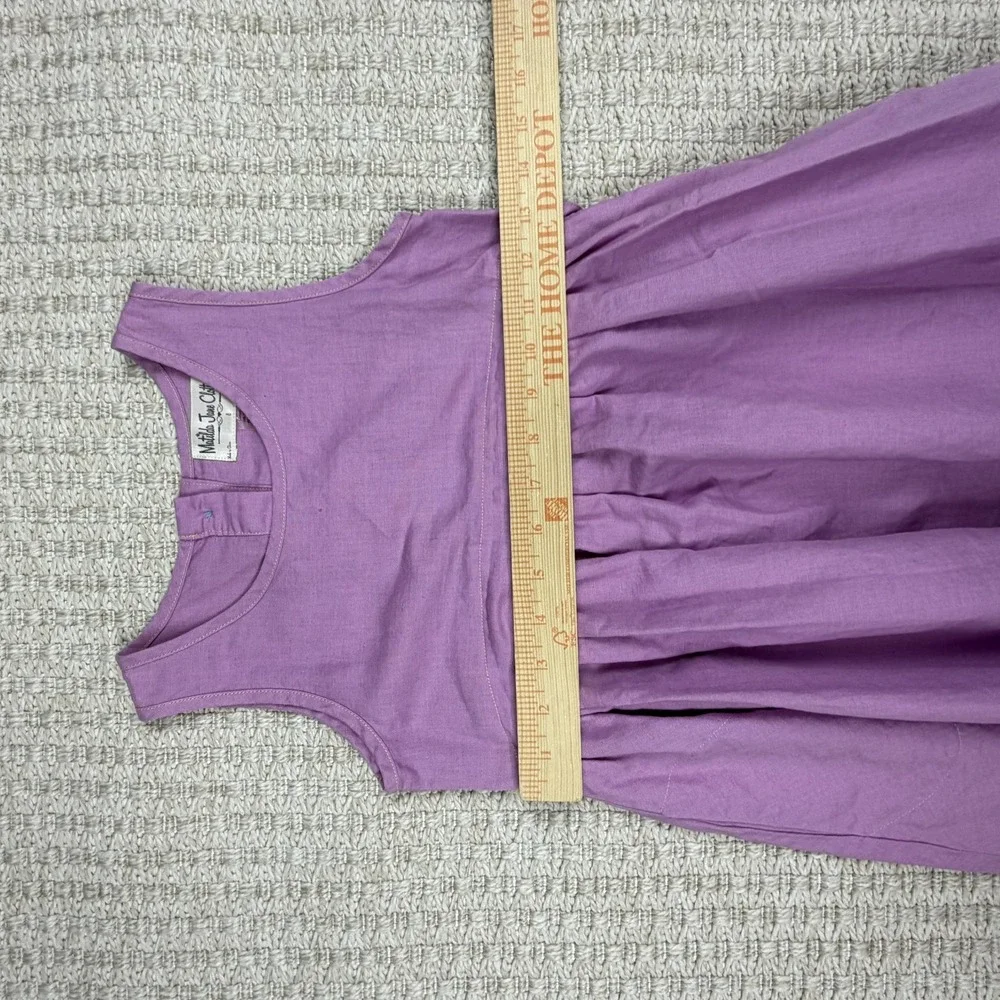 Matilda Jane Girls Dress Size 8 Purple Linen Sundress Ruffle Hem Pockets Whimsy